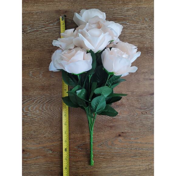 Blush-colored Artificial Rose Bush Bouquet 17"H - Picture 5 of 7